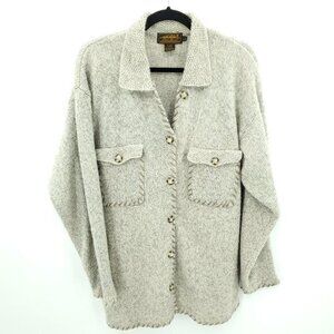 Eddie Bauer Wool-Blend Shacket/Cardigan Jacket L Tan/Cream